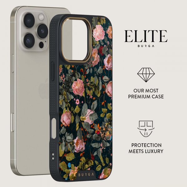 Burga iPhone 15 Pro -suojakuori Elite Dark MagSafe Bloomy Garden