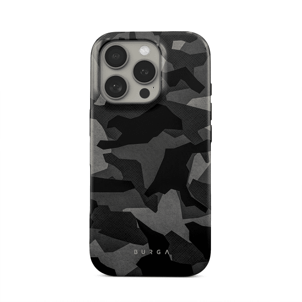 Burga iPhone 16 Suojakuori Tough Night Black Camouflage