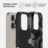 Burga iPhone 16 Suojakuori Tough Night Black Camouflage