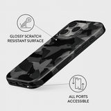 Burga iPhone 16 Suojakuori Tough Night Black Camouflage