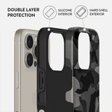 Burga iPhone 15 Plus Suojakuori Tough MagSafe Night Black Camo