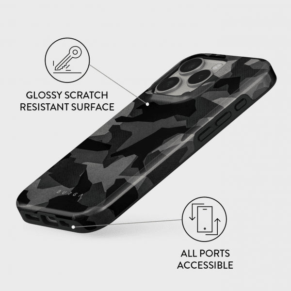 Burga iPhone 14 Suojakuori Tough MagSafe Night Black Camo