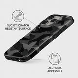 Burga iPhone 14 Suojakuori Tough MagSafe Night Black Camo