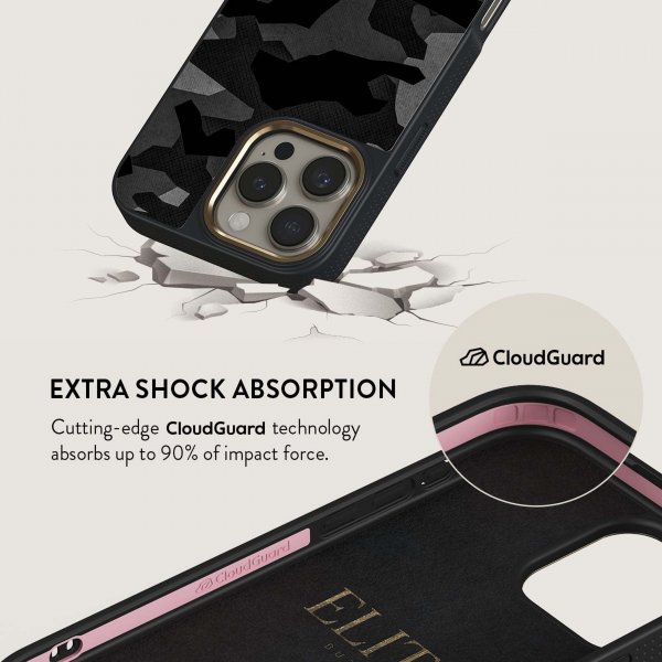 Burga iPhone 16 Pro Kuori Elite Dark MagSafe Night Black Camo