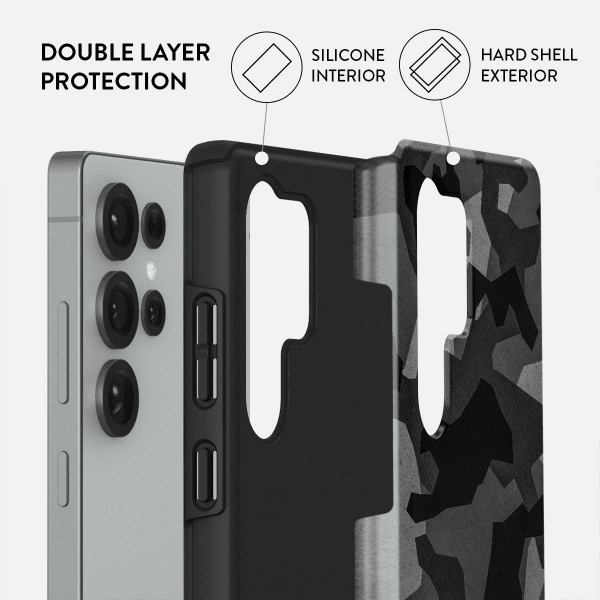 Burga Samsung Galaxy S25 Plus -suojakuori Tough Night Black Camo
