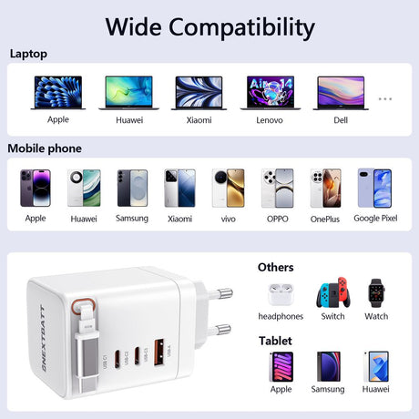 SiGN 100W GaN Pikalataaja irrotettavalla USB-C-kaapelilla Valkoinen