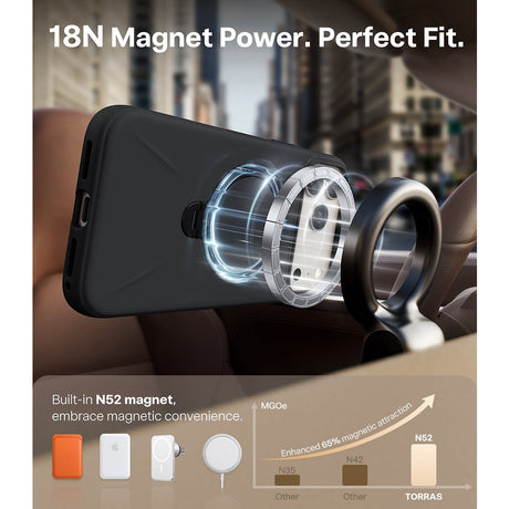 Torras iPhone 17 Pro Max Kuori Ostand Q3 Silicone Obsidian Black