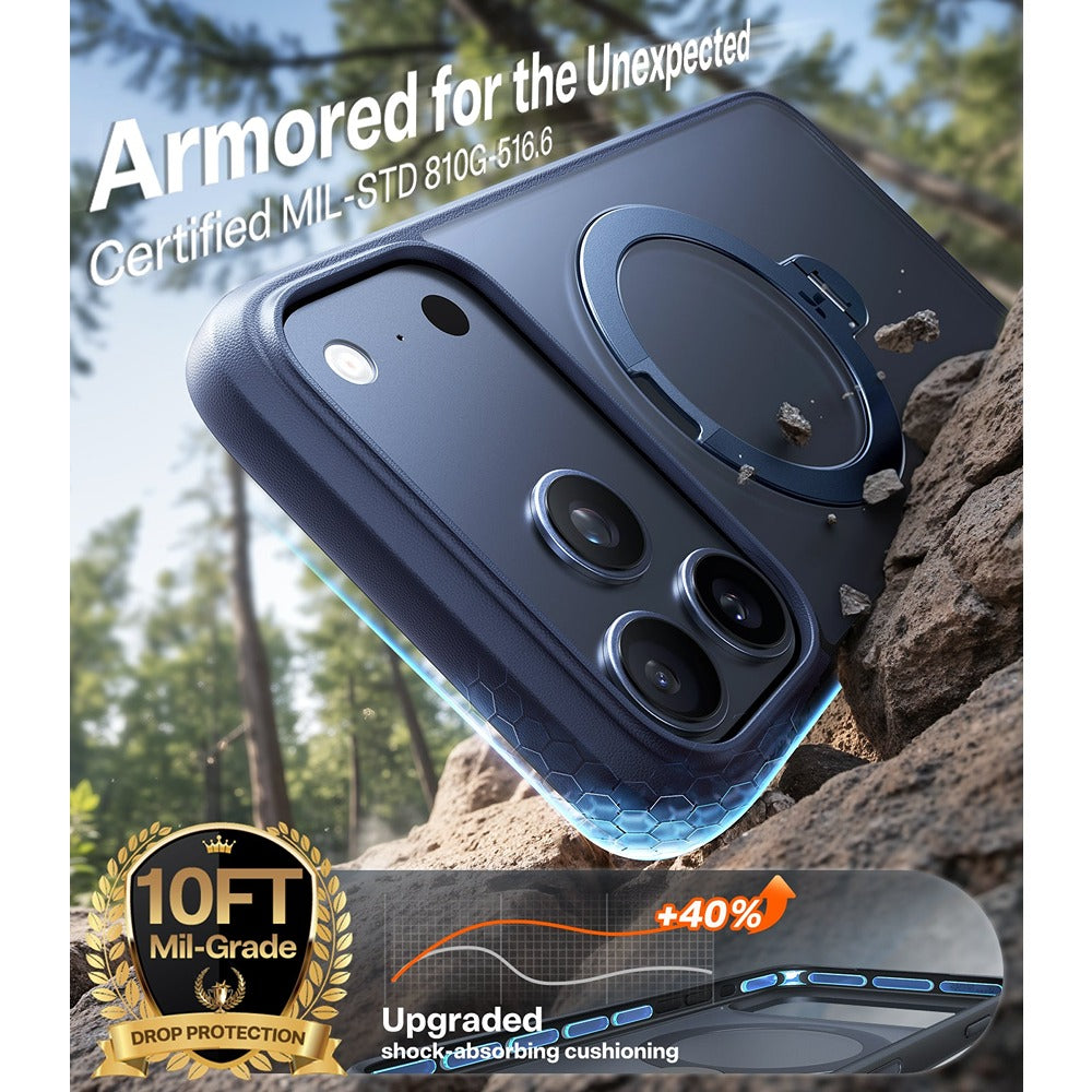 Torras iPhone 17 Pro Kuori Ostand Q3 Spin Syvänsininen