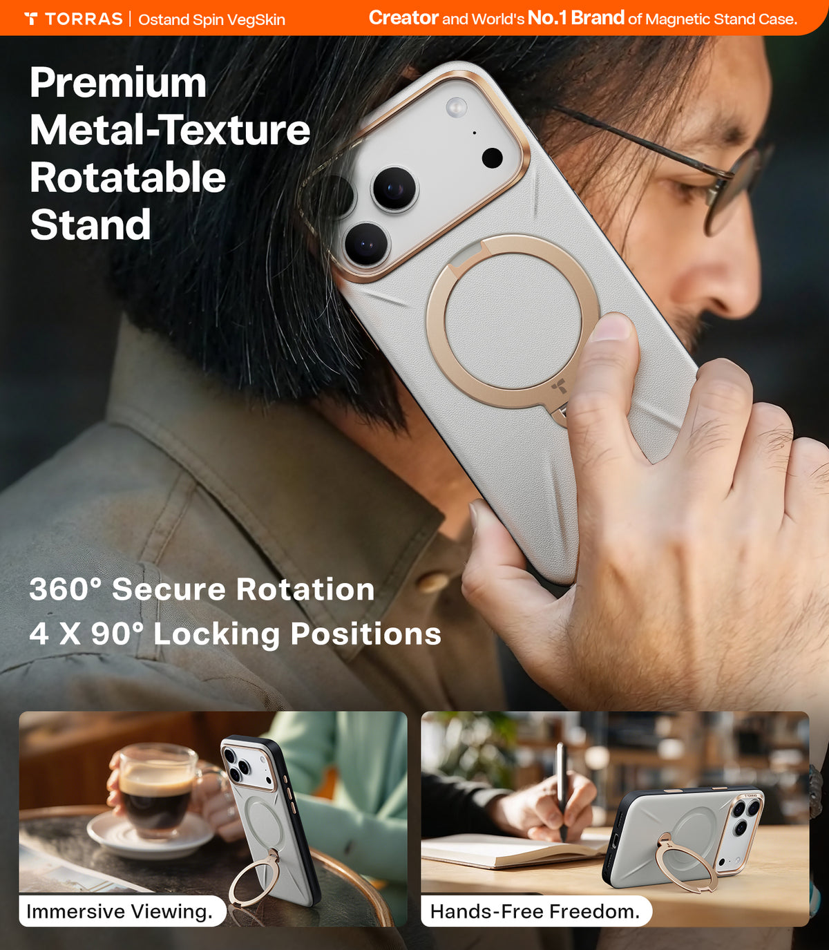 Torras iPhone 17 Pro Kuori Ostand Q3 Vegskin Pearl Gray