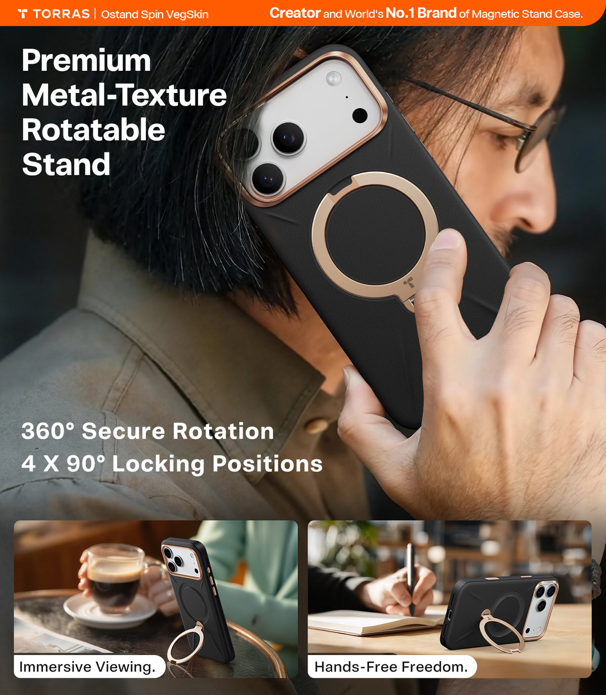 Torras iPhone 17 Pro Kuori Ostand Q3 Vegskin Obsidianmusta