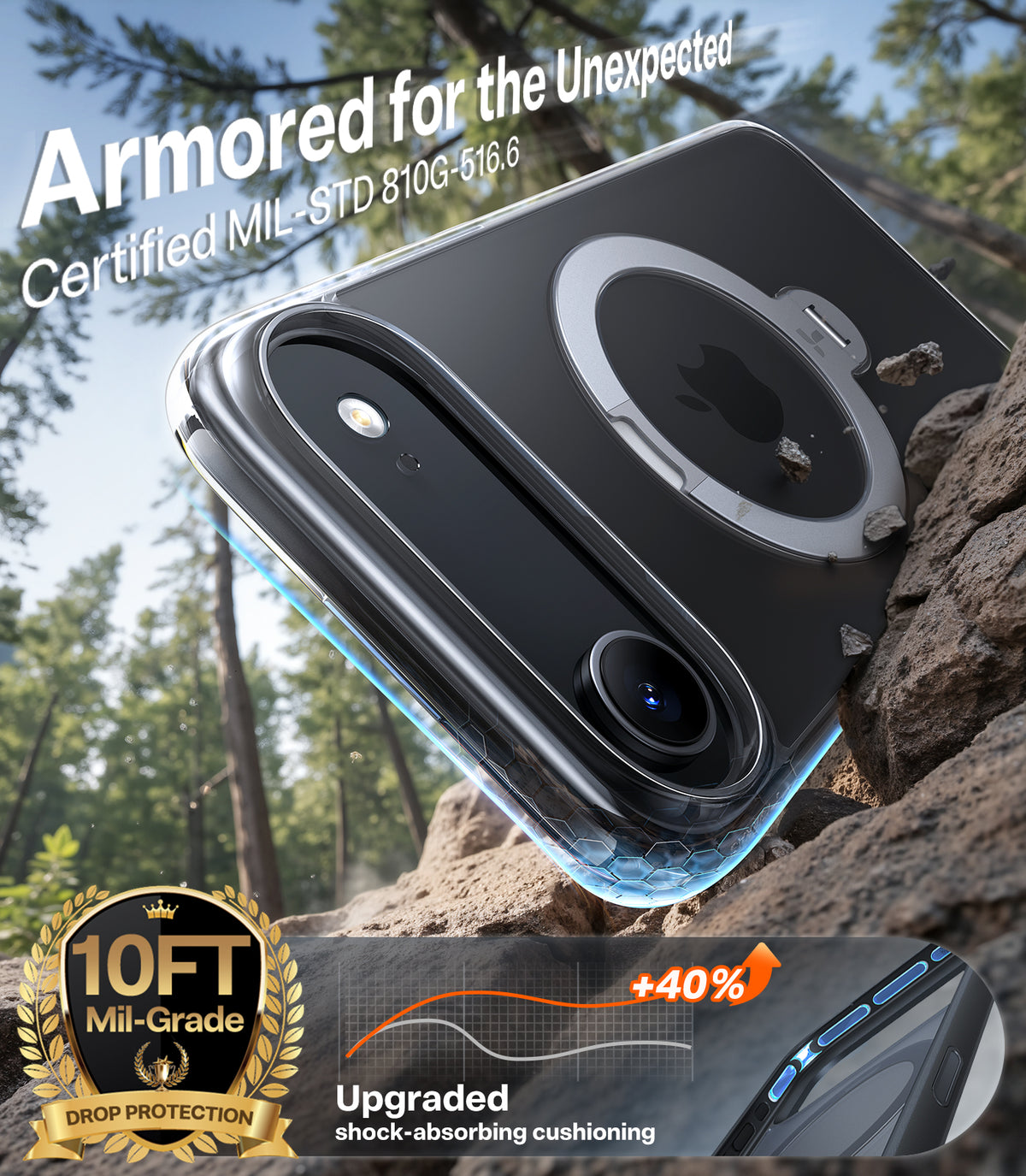 Torras iPhone Air Kuori Ostand Q3 Spin Kirkas