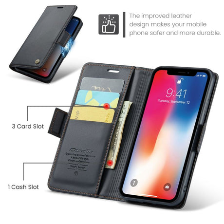 CaseMe iPhone Xs Max Kotelo 023 Series Musta