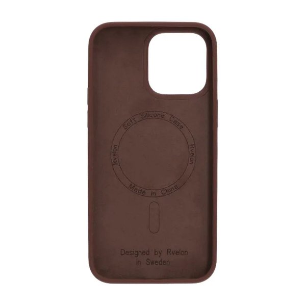 Rvelon iPhone 14 Pro Max -silikonikuori MagSafella, ruskea