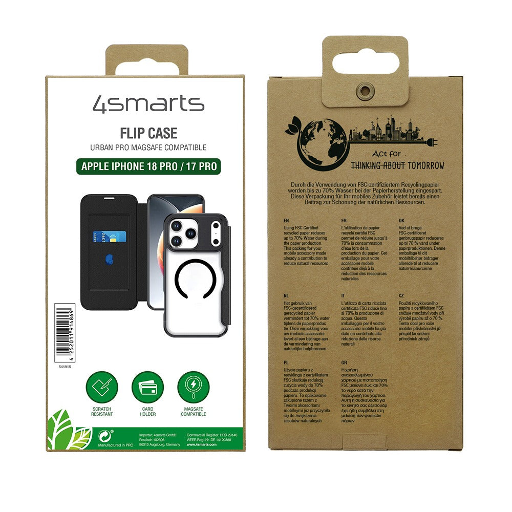 4smarts iPhone 17 Pro/iPhone 18 Pro Kotelo Urban Pro MagSafe Musta