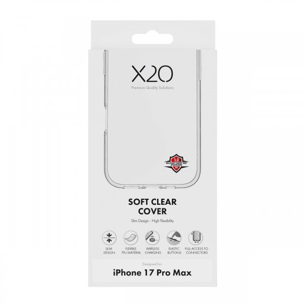 X2O iPhone 17 Pro Max Kuori Soft Clear Cover Läpinäkyvä
