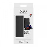 X2O iPhone 17 Pro Kotelo Classic Wallet Musta