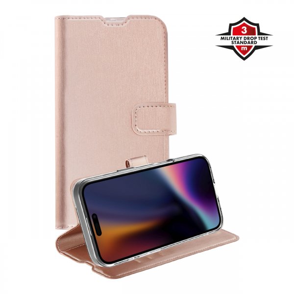 X2O iPhone 17 Classic Wallet -suojakotelo, ruusukulta