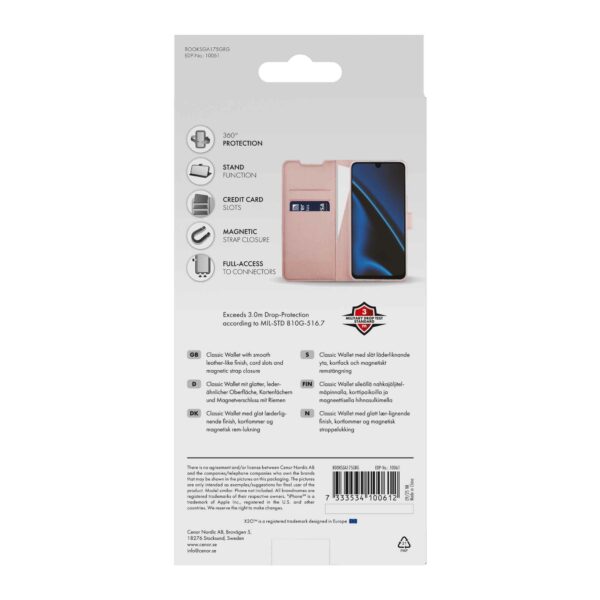 X2O Samsung Galaxy A17 Classic Wallet -kotelo, ruusukulta