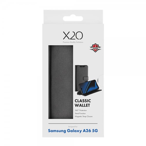 X2O Samsung Galaxy A26 Kotelo Classic Wallet Musta