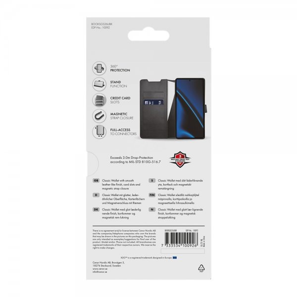X2O Samsung Galaxy S26 Ultra Kotelo Classic Wallet Musta