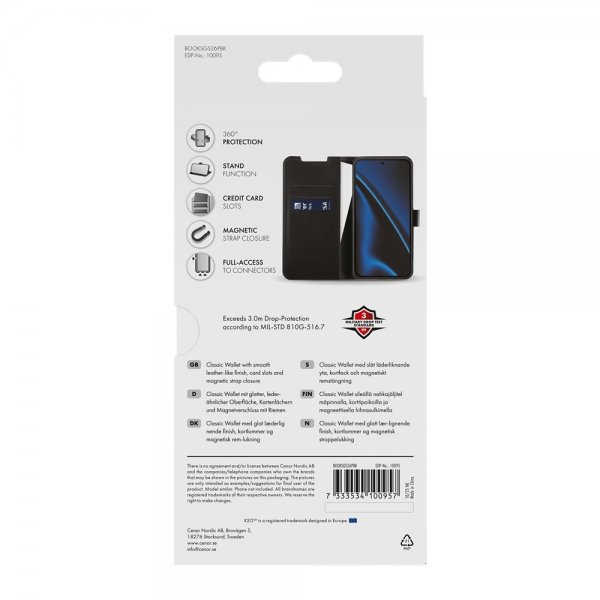 X2O Samsung Galaxy S26 Plus -lompakkokotelo, Classic Wallet, musta