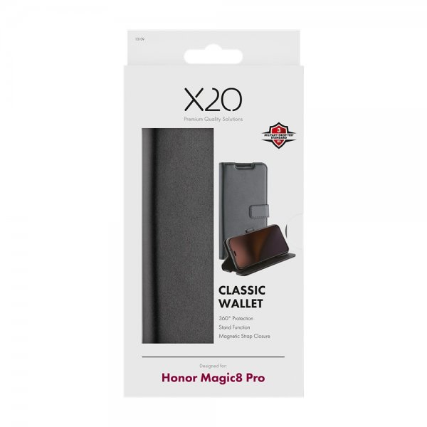 X2O Honor Magic 8 Pro -suojakotelo Classic Wallet musta