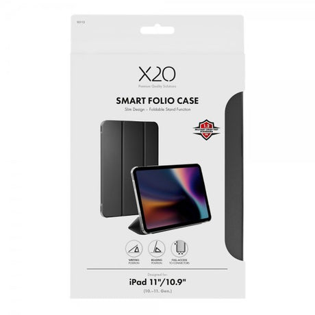 X2O iPad 10.9 (10. sukupolvi)/iPad 11 (A16) Smart Folio -kotelo, musta