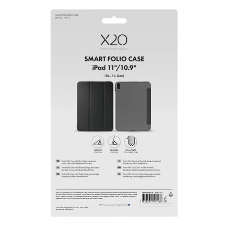 X2O iPad 10.9 (10. sukupolvi)/iPad 11 (A16) Smart Folio -kotelo, musta