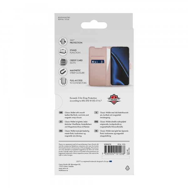 X2O Samsung Galaxy A57 Kotelo Classic Wallet Ruusukulta