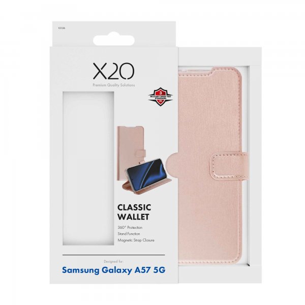X2O Samsung Galaxy A57 Kotelo Classic Wallet Ruusukulta