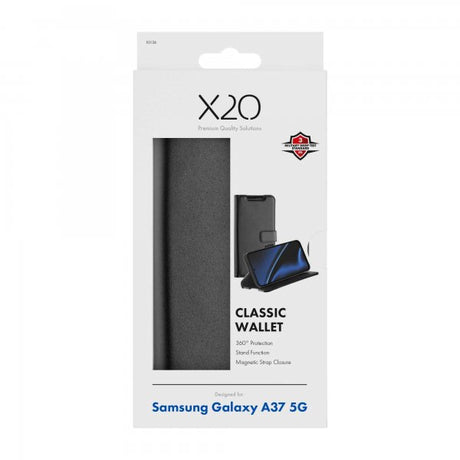 X2O Samsung Galaxy A37 -suojakotelo, Classic Wallet, musta