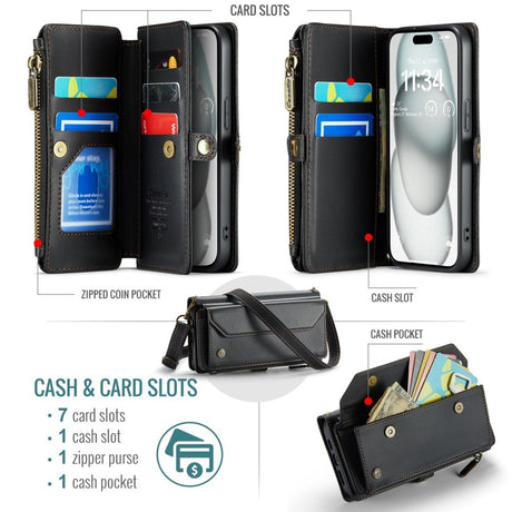 CaseMe iPhone 15 Kotelo C36 Series Musta