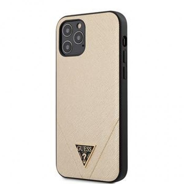 Guess iPhone 12 Pro Max Kuori Saffiano V Stitch Kulta