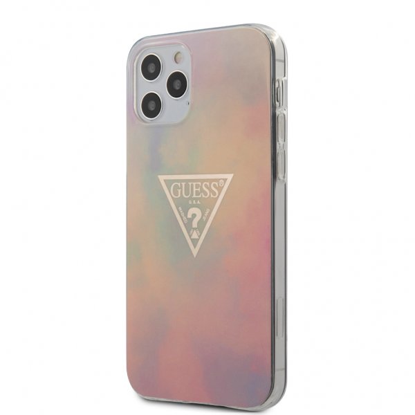 Guess iPhone 12/iPhone 12 Pro Suojakuori Gold Triangle Pinkki
