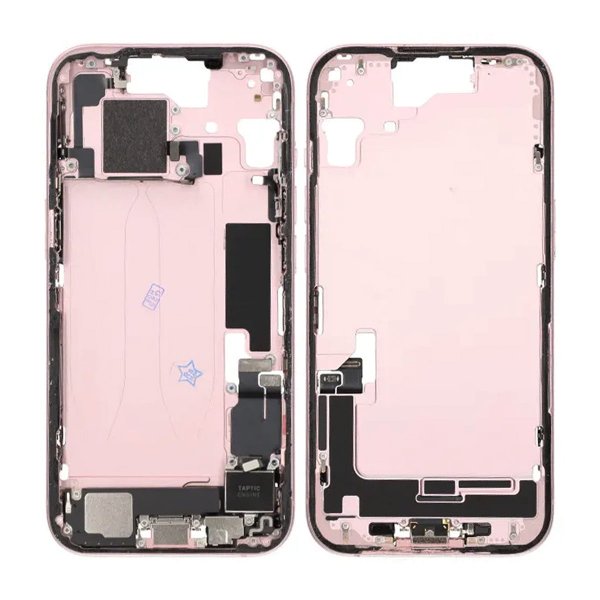 Keskikehys pikkutarvikkeilla iPhone 15:lle - Ruusukulta OEM