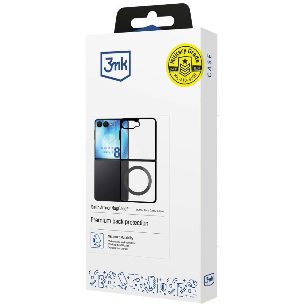 3mk Samsung Galaxy Z Flip 8 Kuori Satin Armor MagCase Musta