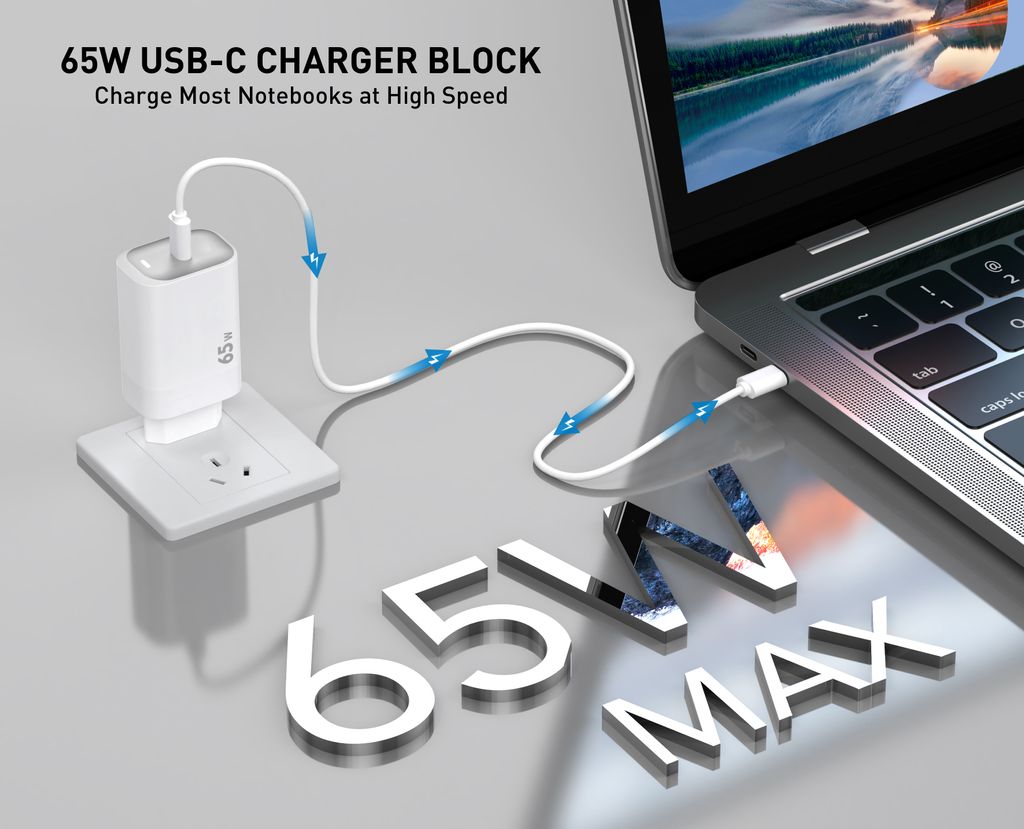 SiGN 65W Snabbladdare USB-C PD Valkoinen