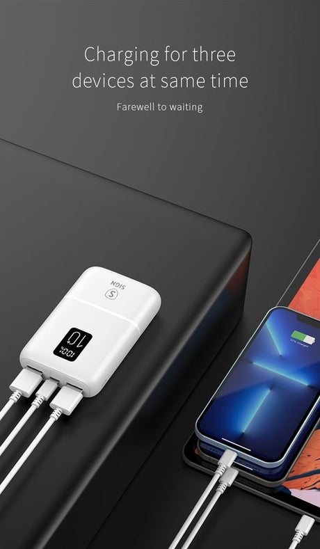 SiGN Mini Powerbank med Display 10 000mAh Valkoinen