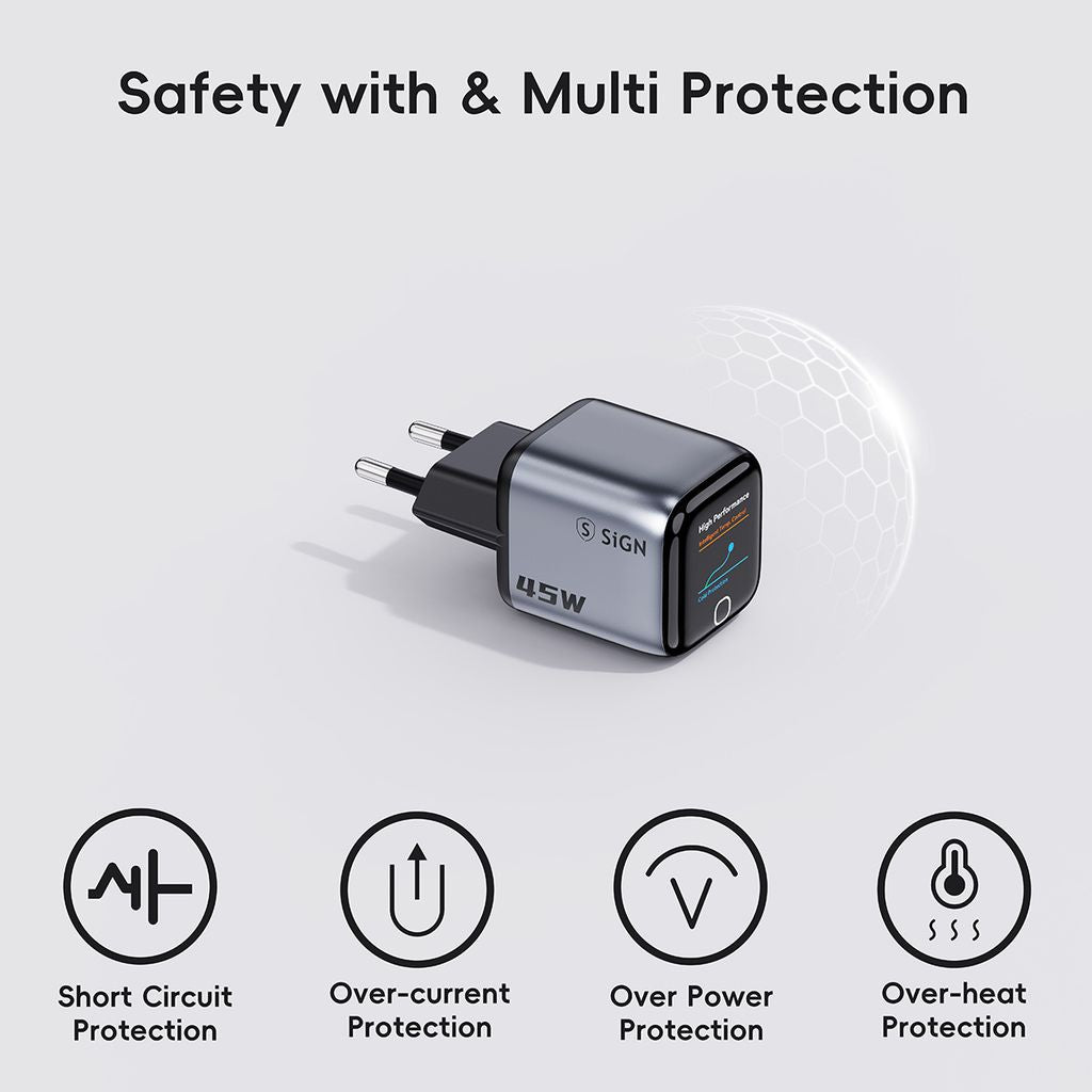 SiGN 45W Seinälataaja näytöllä 2xUSB-C Harmaa