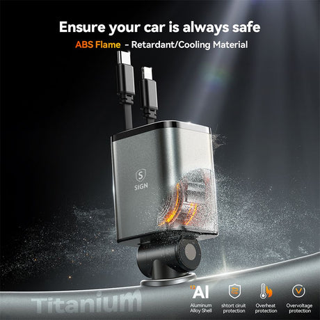 SiGN 4-in-1 autolaturi vedettävillä USB-C/Lightning-kaapeleilla 45W