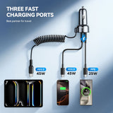SiGN 3-in-1 nopea autolaturi 1,5 m USB-C-kaapelilla 90W