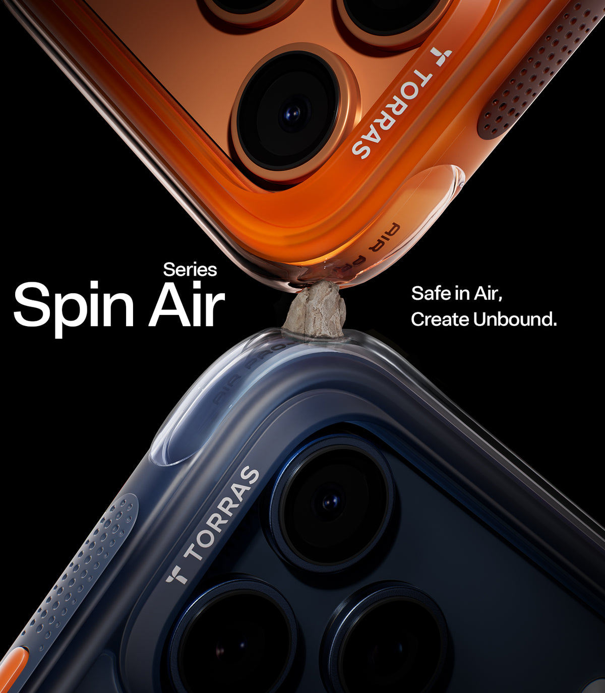 Torras iPhone 17 Pro Max Kuori Ostand Q3 Air Energy Oranssi