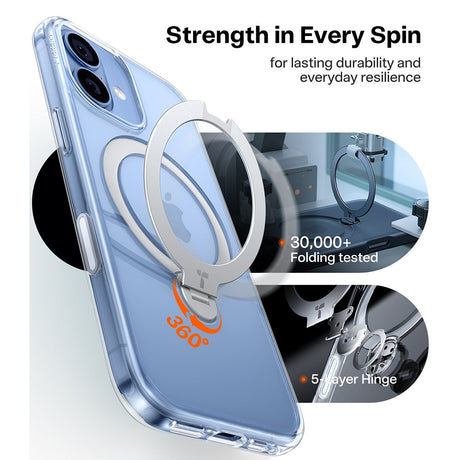 Torras iPhone 17 Kuori Ostand Q3 Spin Kirkas