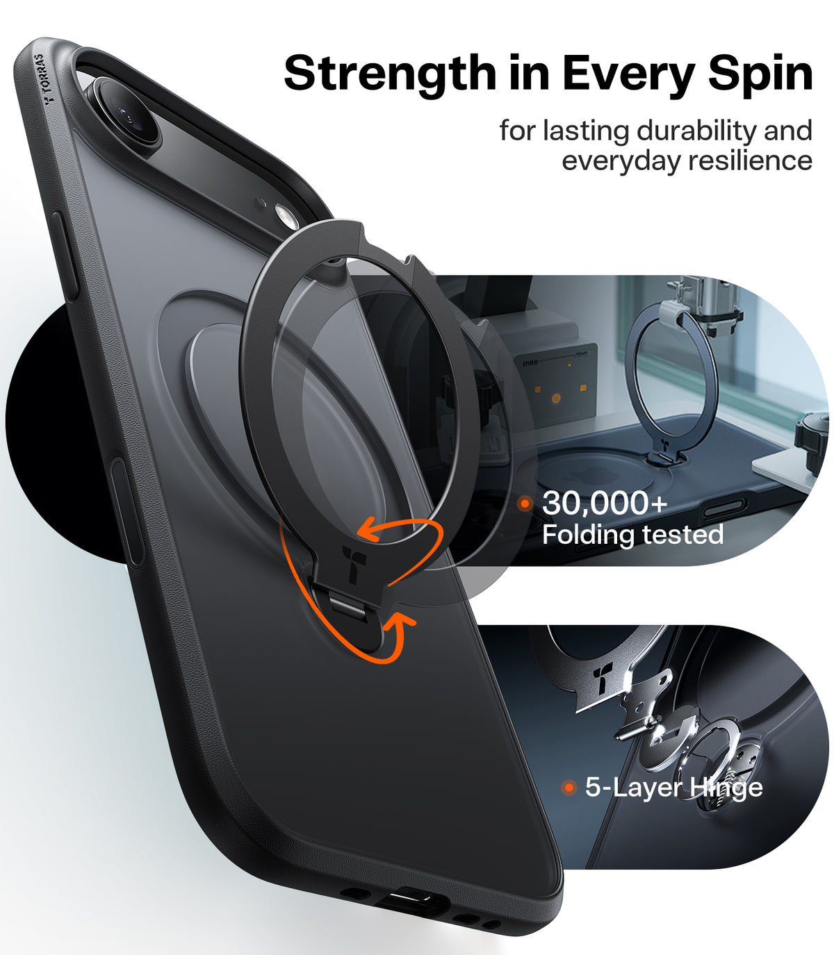 Torras iPhone Air Kuori Ostand Q3 Spin Obsidian Black