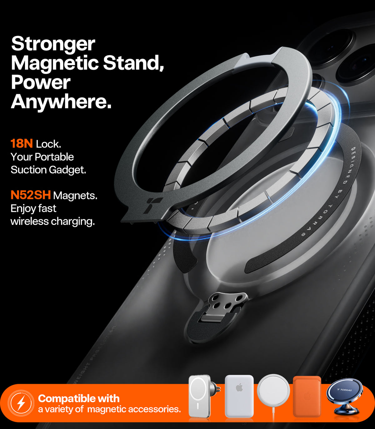 Torras iPhone 17 Pro Max Kuori Ostand Q3 Air Shadow Black