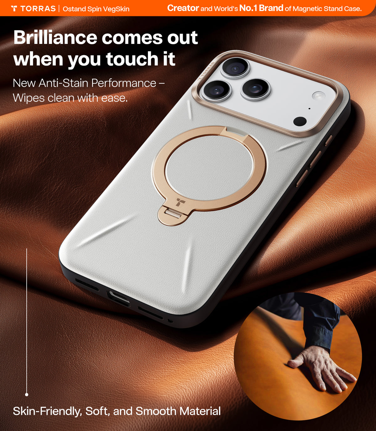 Torras iPhone 17 Pro Max Kuori Ostand Q3 Vegskin Pearl Gray