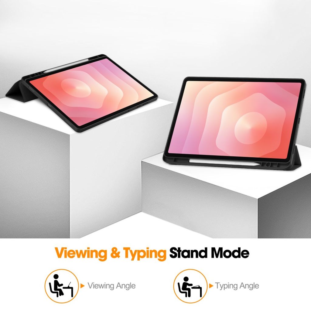 Samsung Galaxy Tab S12 Plus Kotelo Tri-Fold kynätasku Musta