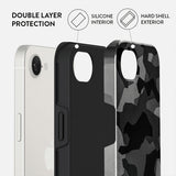 Burga iPhone 16e/iPhone 17e Suojakuori Tough Night Black Camo