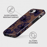 Burga iPhone 16e/iPhone 17e Tough Velvet Night -suojakuori