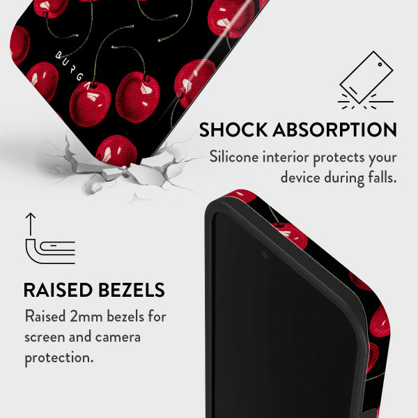 Burga iPhone 16e/17e -suojakuori Tough Cherrybomb